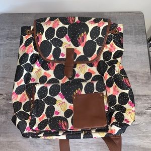 Fossil Drawstring Bucket Backpack Floral Cactus Bag
